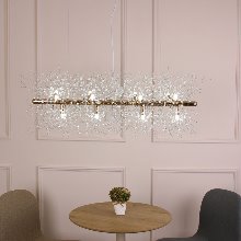 엘리사 일자형 12등 펜던트 (찔림방지/램프+2) 눈꽃조명 크리스탈 샹들리에 카페 인테리어 식탁등 삼색램프